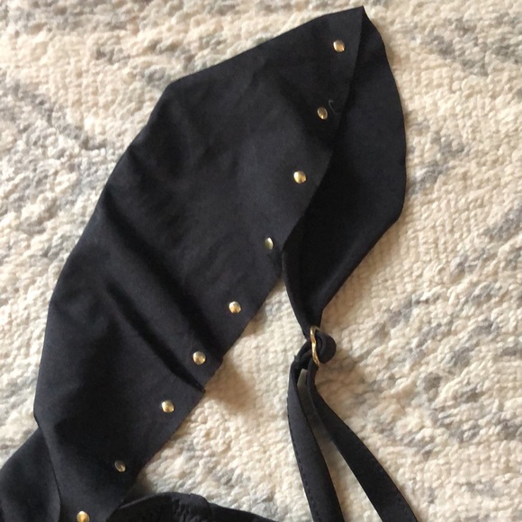 3 For $25 Flirty Black Studded Ruffle Flutter Straps Bikini Top - Picture 7 of 8